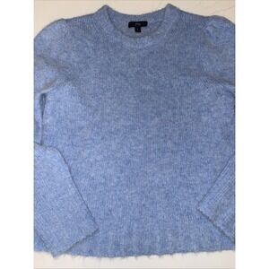 J Crew Puff-sleeve Fuzzy Crewneck Sweater AC265 Blue Alpaca Merino Womens Medium